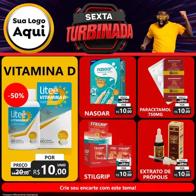 Modelo de Rede Social para Feed Facebook com o tema Sexta Turbinada para Farmácia