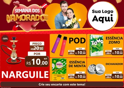Modelo de Encarte para Encarte A4 Horizontal com o tema Semana dos Namorados para Tabacaria