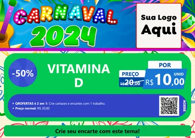 Modelo de Cartaz para Cartaz A4 Horizontal com o tema Carnaval 2027 para Farmácia