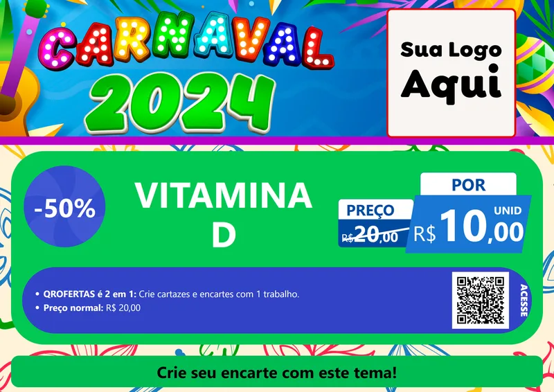 Modelo de Cartaz para Cartaz A4 Horizontal com o tema Carnaval 2027 para Farmácia