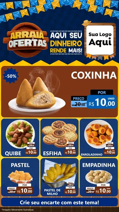 Modelo de Rede Social para Stories com o tema Arraiá de Ofertas - Junina para Salgadaria