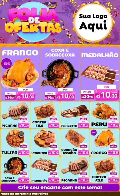 Modelo de Encarte para Encarte Grande com o tema Folia de Ofertas para Assados