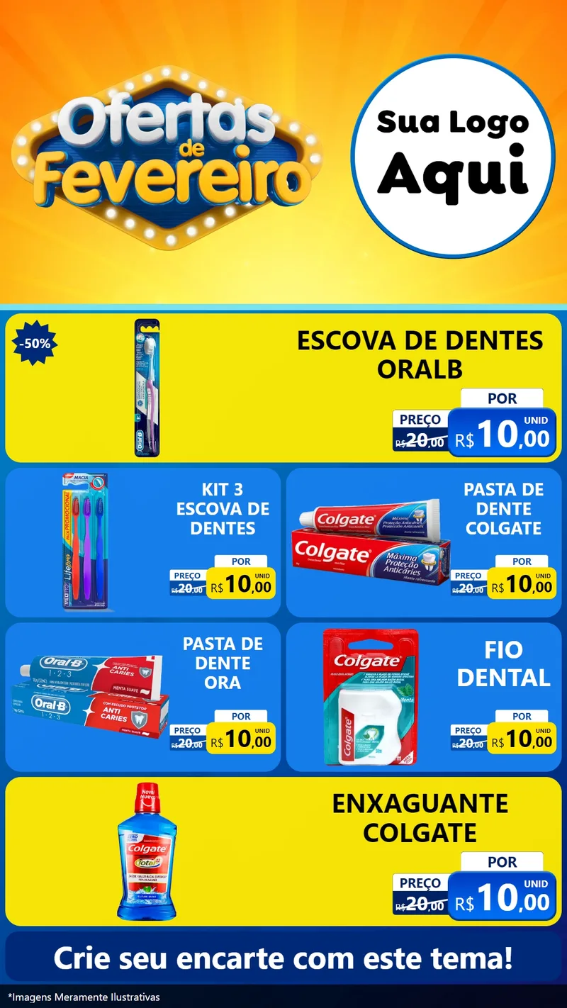 Modelo de TV para TV Vertical com o tema Ofertas de Fevereiro para Higiene Pessoal