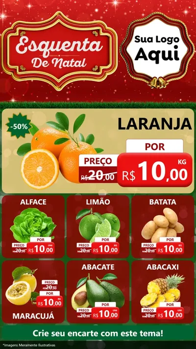 Modelo de Rede Social para Stories com o tema Esquenta de Natal para Hortifrúti