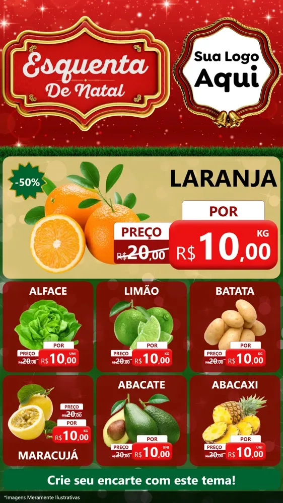 Modelo de Rede Social para Stories com o tema Esquenta de Natal para Hortifrúti