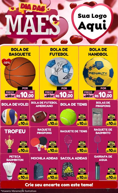 Modelo de Encarte para Encarte Grande com o tema Dia Das Mães para Artigos Esportivos