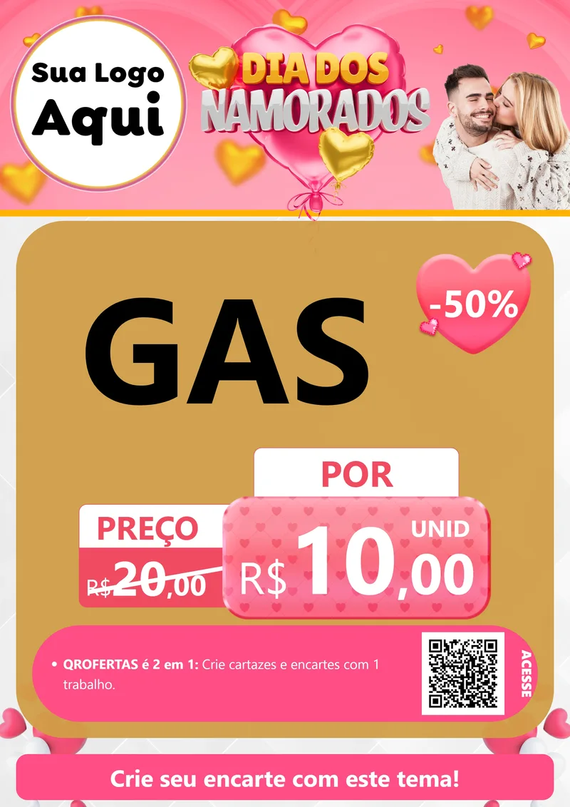 Modelo de Cartaz para Cartaz A4 Vertical com o tema Dia dos Namorados para Água e gás