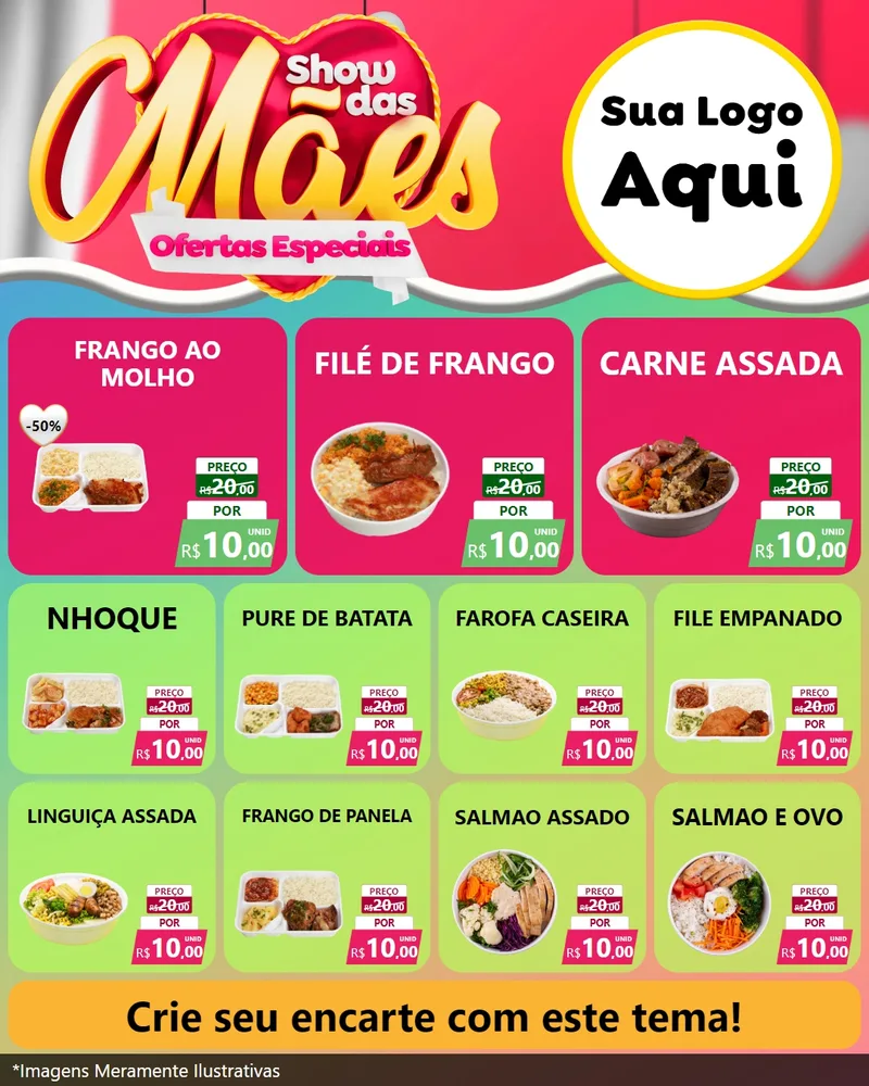 Modelo de Rede Social para Feed Instagram com o tema Show das Mães - Ofertas Especiais para Restaurante