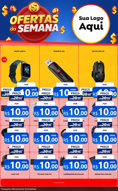 Modelo de Encarte para Encarte Grande com o tema Ofertas Da Semana para Informática
