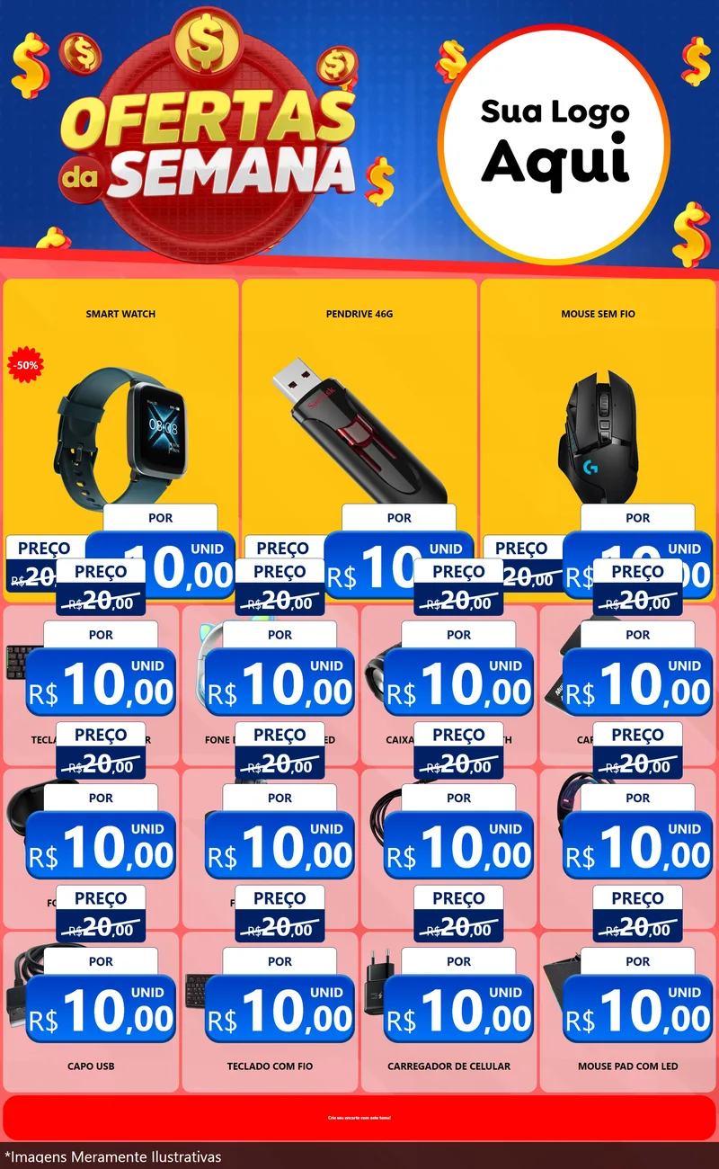 Modelo de Encarte para Encarte Grande com o tema Ofertas Da Semana para Informática