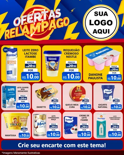 Modelo de Rede Social para Feed Instagram com o tema Ofertas Relâmpago para Frios e Laticínios