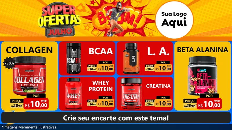 Modelo de TV para TV Horizontal com o tema Super Ofertas Julho para Suplementos alimentares
