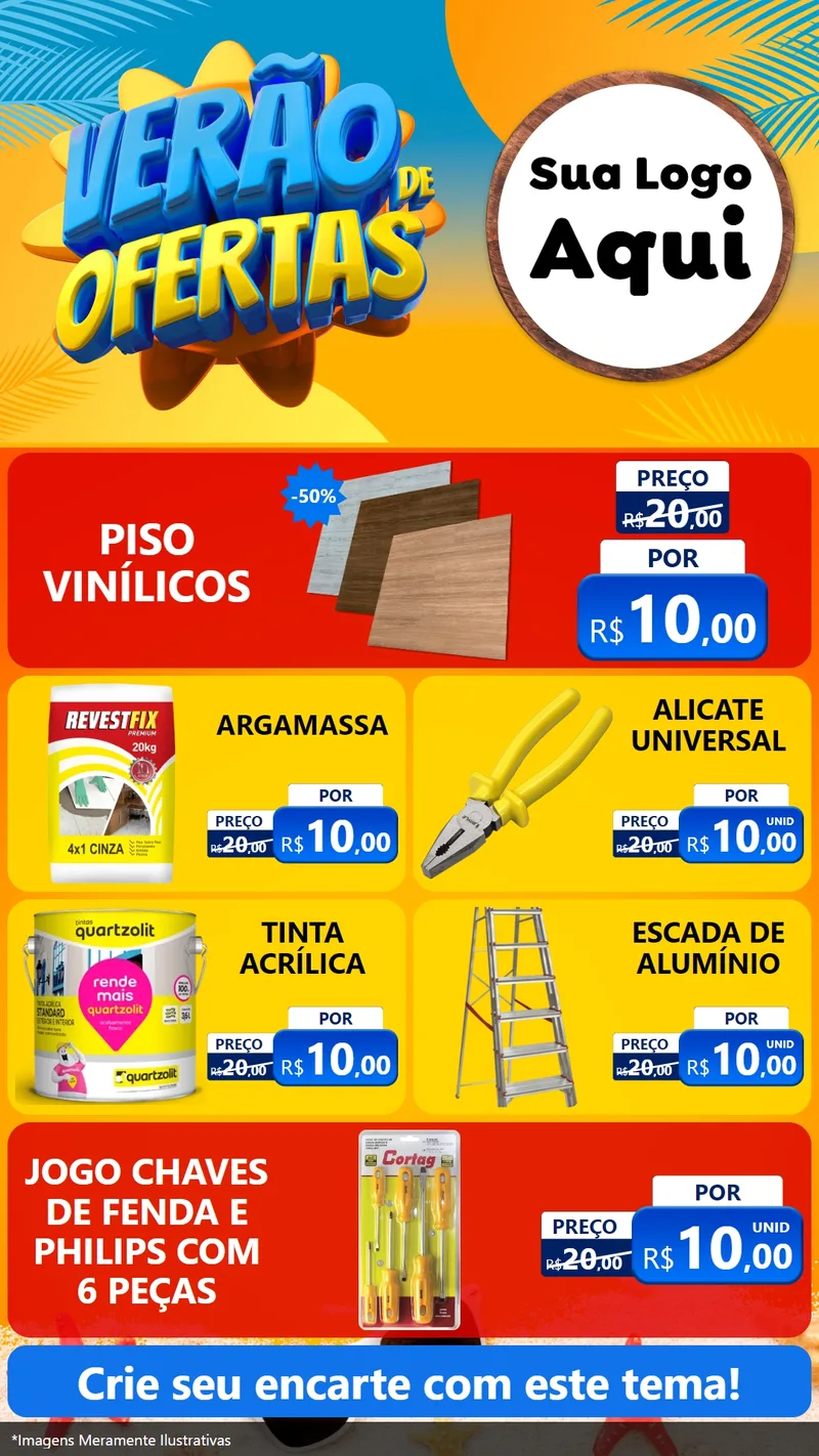 Modelo de TV para TV Vertical com o tema Verão de Ofertas para Material para Construção