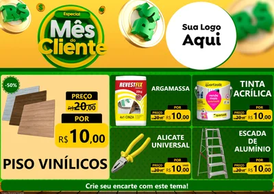 Modelo de Encarte para Encarte A4 Horizontal com o tema Especial Mês do Cliente para Material para Construção