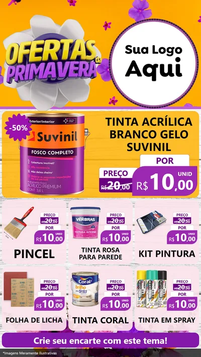 Modelo de Rede Social para Stories com o tema Ofertas Da Primavera para Tintas e Ferramentas