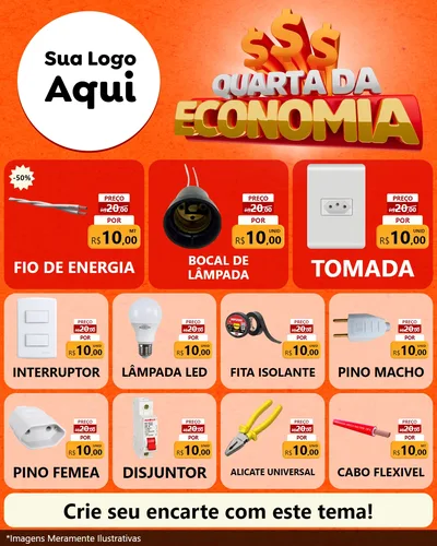 Modelo de Rede Social para Feed Instagram com o tema Quarta da Economia para Materiais Elétricos
