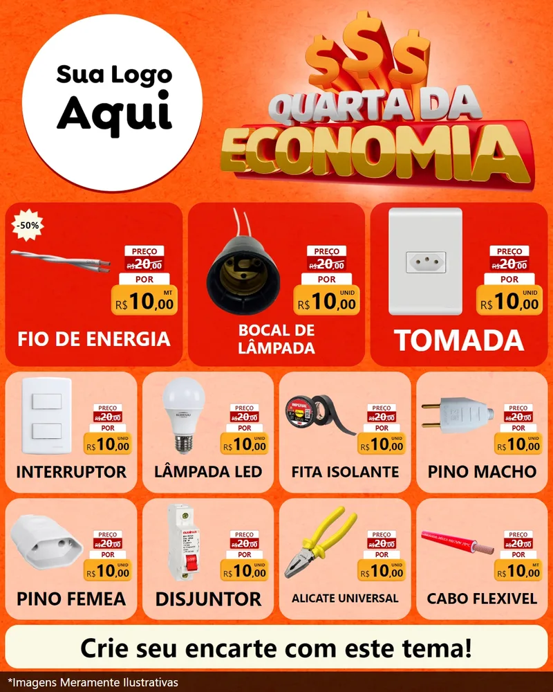 Modelo de Rede Social para Feed Instagram com o tema Quarta da Economia para Materiais Elétricos