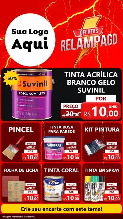 Modelo de Rede Social para Stories com o tema Ofertas Relâmpago para Tintas e Ferramentas