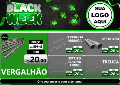 Modelo de Encarte para Encarte A4 Horizontal com o tema Black Week para Ferragens