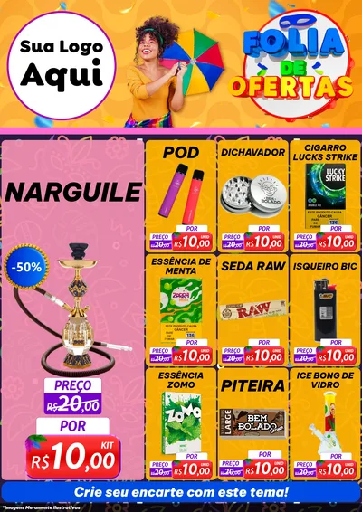 Modelo de Encarte para Encarte A4 Vertical com o tema Folia de Ofertas para Tabacaria