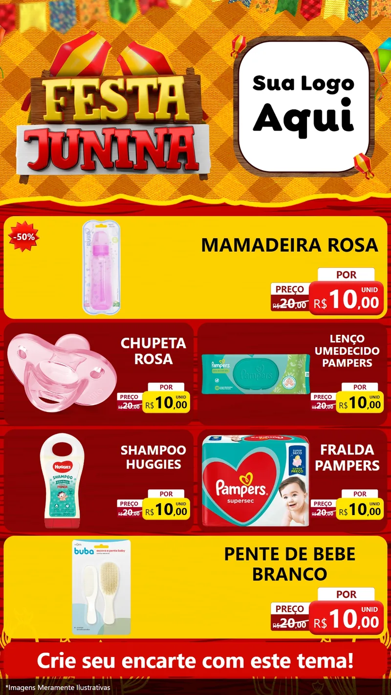 Modelo de TV para TV Vertical com o tema Festa Junina para Bebês