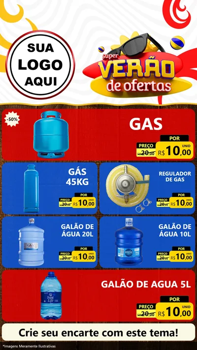 Modelo de TV para TV Vertical com o tema Super Verão de Ofertas para Água e gás