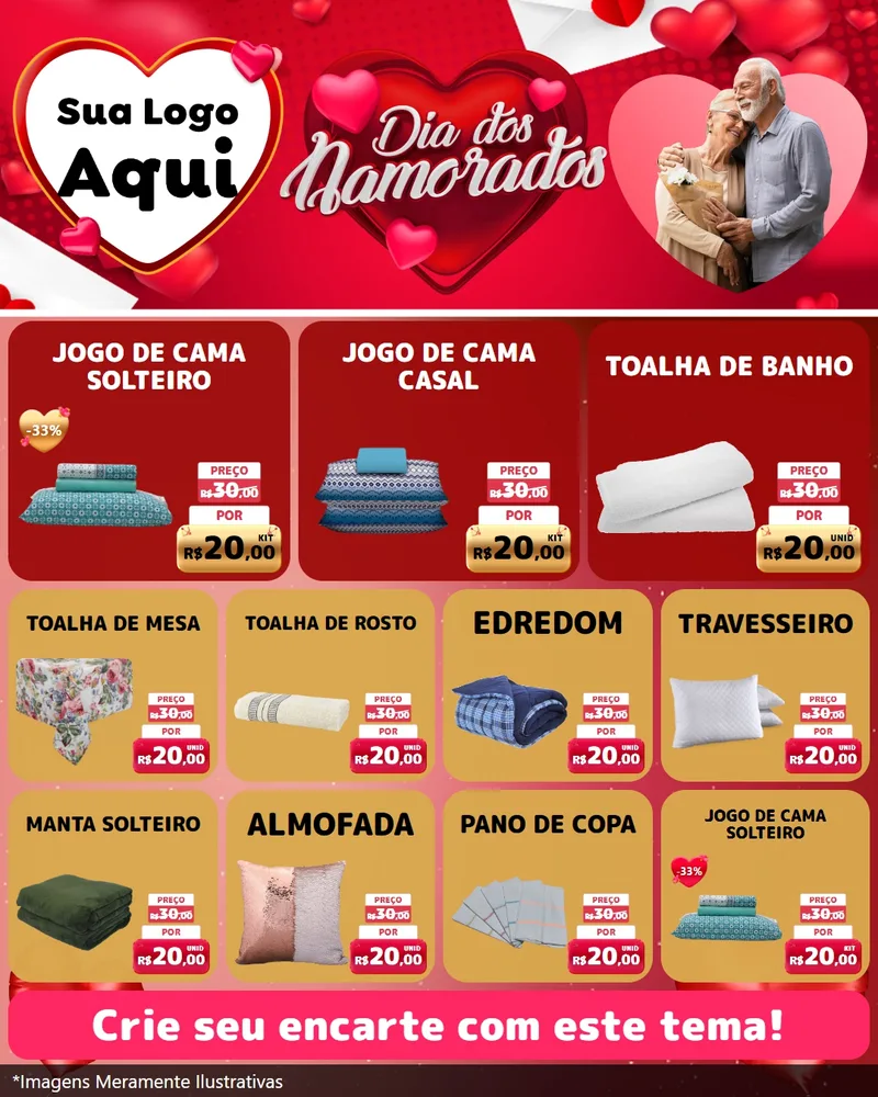 Modelo de Rede Social para Feed Instagram com o tema Dia Dos Namorados para Cama, Mesa e Banho