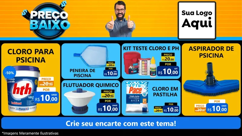 Modelo de TV para TV Horizontal com o tema Preço Baixo para Produtos para Piscina
