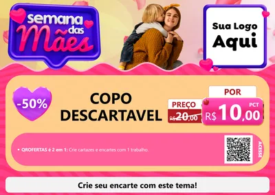 Modelo de Cartaz para Cartaz A4 Horizontal com o tema Semana das Mães para Embalagens