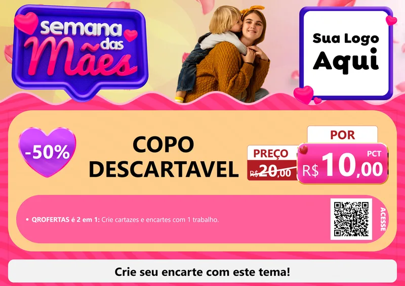 Modelo de Cartaz para Cartaz A4 Horizontal com o tema Semana das Mães para Embalagens