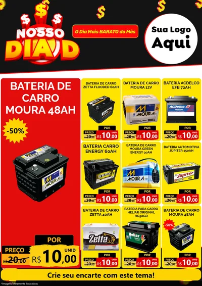 Modelo de Encarte para Encarte A4 Vertical com o tema Nosso Dia D para Baterias Elétricas