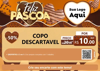 Modelo de Cartaz para Cartaz A4 Horizontal com o tema Feliz Páscoa para Embalagens