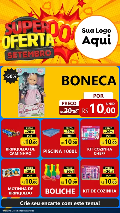 Modelo de Rede Social para Stories com o tema Super Oferta Setembro para Brinquedos