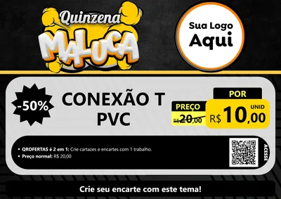 Modelo de Cartaz para Cartaz A4 Horizontal com o tema Quinzena Maluca para Tubos e conexões
