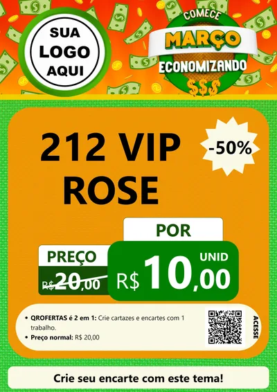 Modelo de Cartaz para Cartaz A4 Vertical com o tema Comece Março Economizando para Perfumes