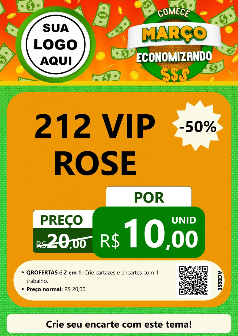 Modelo de Cartaz para Cartaz A4 Vertical com o tema Comece Março Economizando para Perfumes