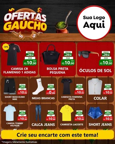 Modelo de Rede Social para Feed Instagram com o tema Ofertas Dia do Gaúcho para Roupas e acessórios