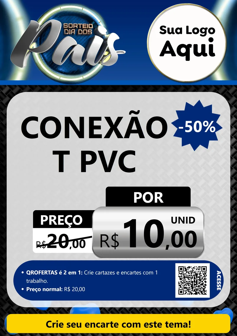 Modelo de Cartaz para Cartaz A4 Vertical com o tema Sorteio Dia Dos Pais para Tubos e conexões