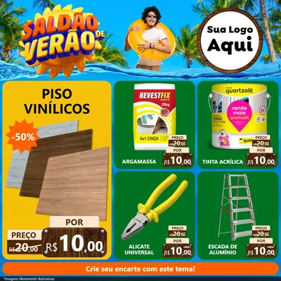 Modelo de Rede Social para Feed Facebook com o tema Saldão de Verão para Material para Construção