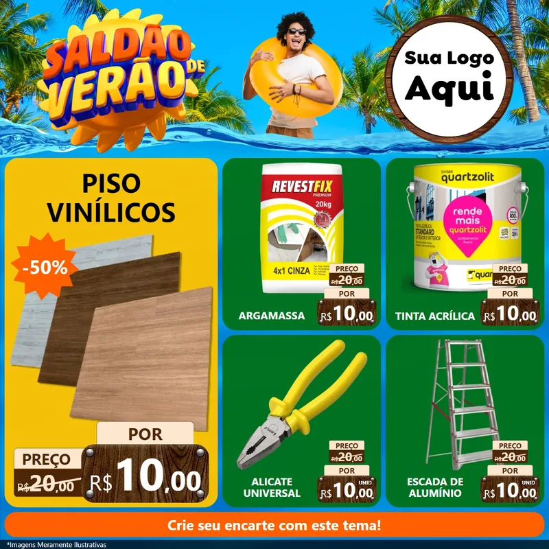 Modelo de Rede Social para Feed Facebook com o tema Saldão de Verão para Material para Construção