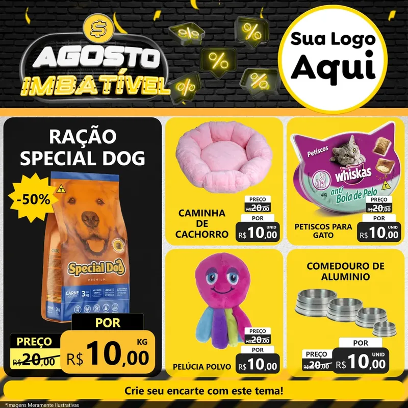 Modelo de Rede Social para Feed Facebook com o tema Agosto Imbatível para Pet Shop