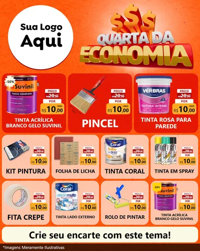 Modelo de Rede Social para Feed Instagram com o tema Quarta da Economia para Tintas e Ferramentas