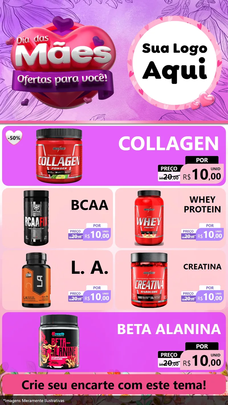 Modelo de TV para TV Vertical com o tema Dia das Mães Ofertas para Você! para Suplementos alimentares