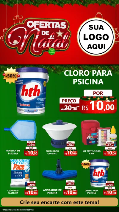 Modelo de Rede Social para Stories com o tema Ofertas de Natal para Produtos para Piscina