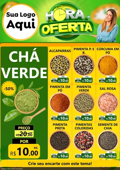 Modelo de Encarte para Encarte A4 Vertical com o tema Hora da Oferta para Produtos Naturais