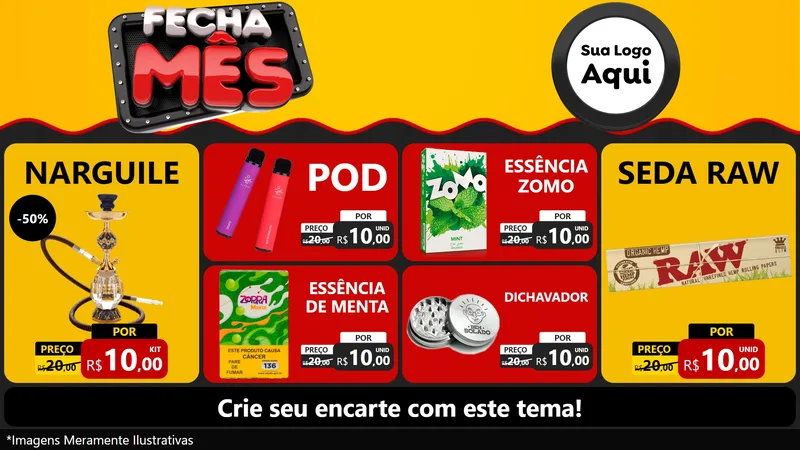 Modelo de TV para TV Horizontal com o tema Fecha Mês para Tabacaria