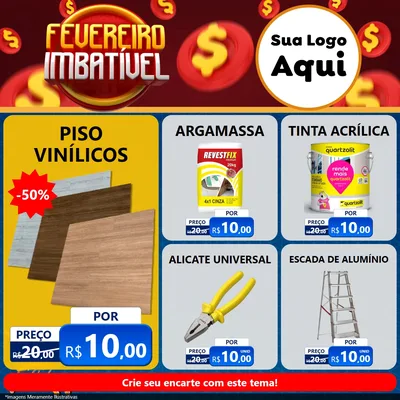 Modelo de Rede Social para Feed Facebook com o tema Fevereiro Imbatível para Material para Construção
