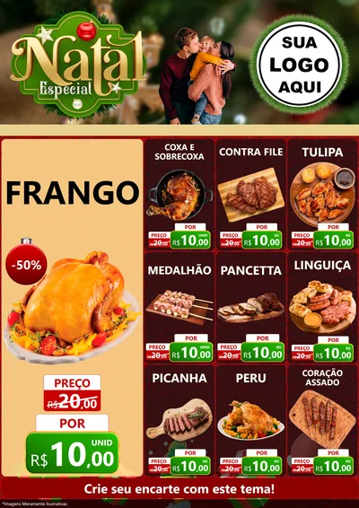 Modelo de Encarte para Encarte A4 Vertical com o tema Natal Especial para Assados