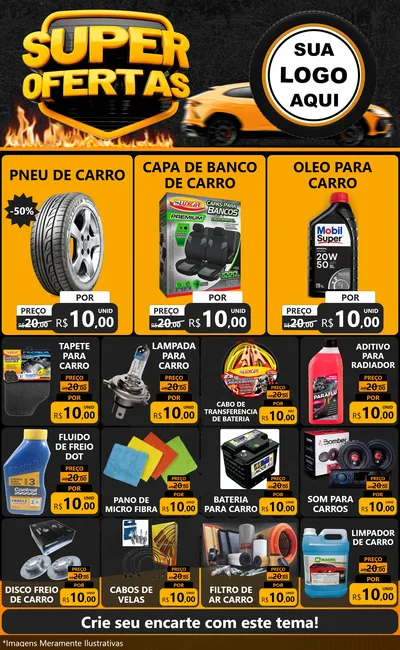 Modelo de Encarte para Encarte Grande com o tema Super Ofertas - Autopeças para Auto peças
