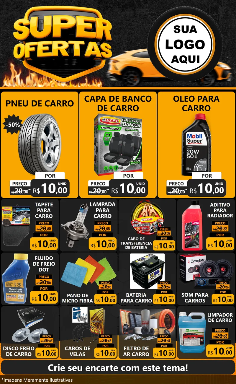 Modelo de Encarte para Encarte Grande com o tema Super Ofertas - Autopeças para Auto peças